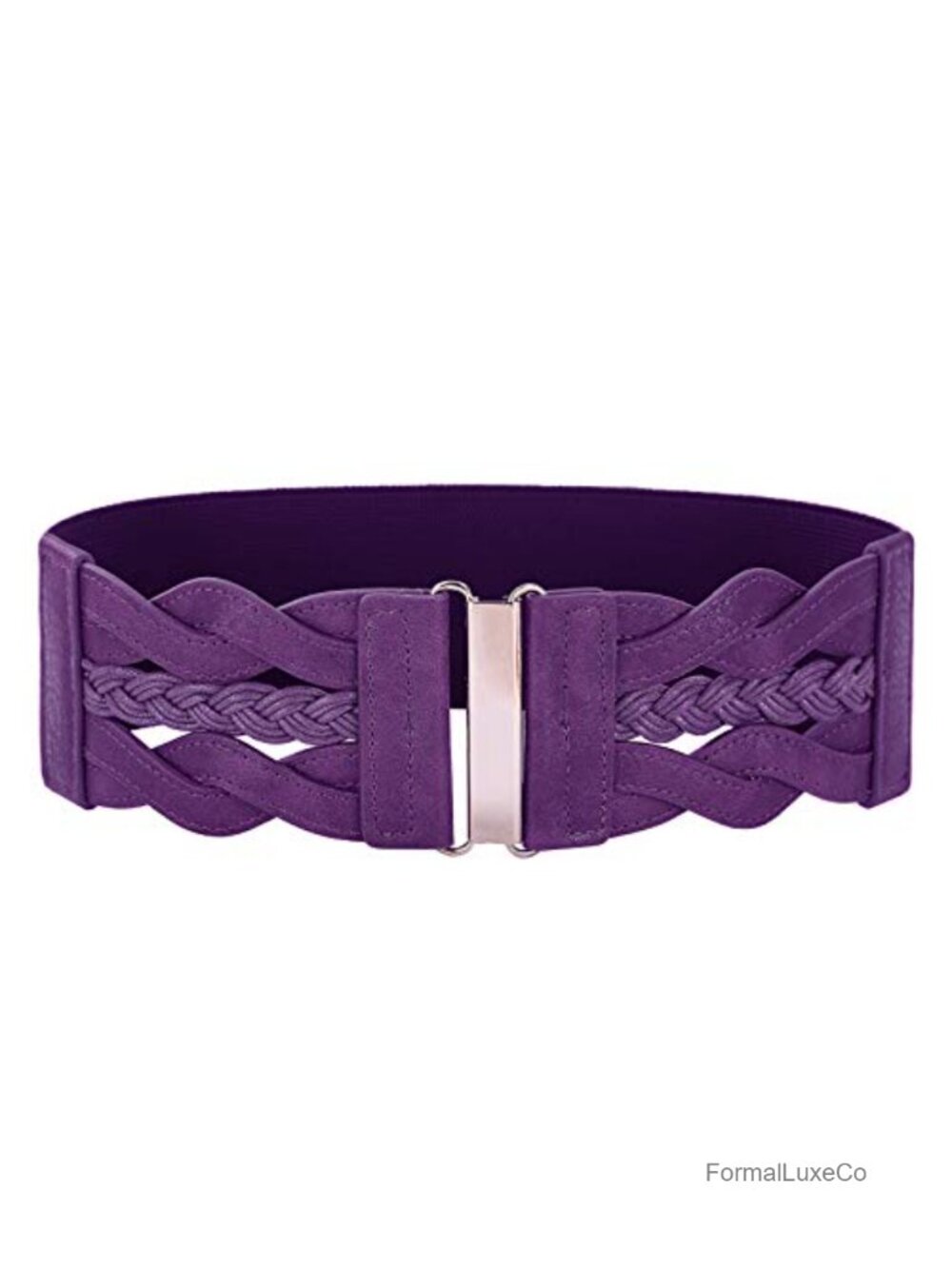 3 Inch Wide Elastic Waist Belt for Women Braided Retro